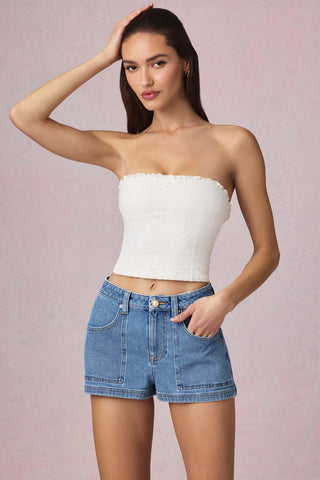 High Waist A Line Denim Shorts