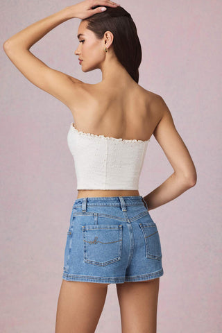 High Waist A Line Denim Shorts