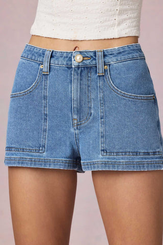 High Waist A Line Denim Shorts
