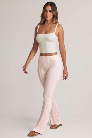 Flared Trousers with Foldover Waist