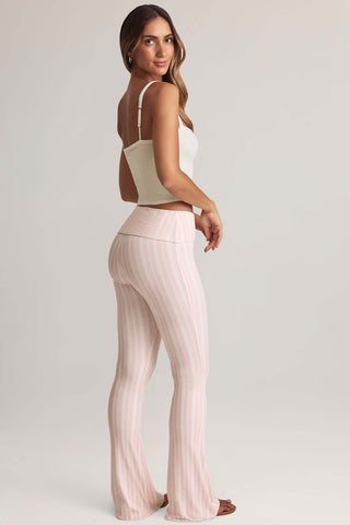 Flared Trousers with Foldover Waist