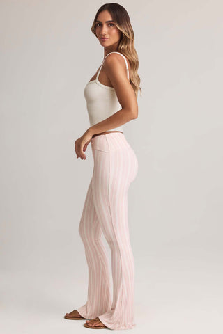 Flared Trousers with Foldover Waist