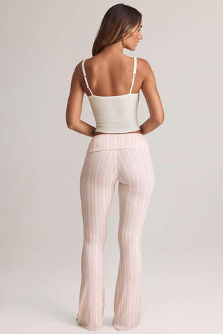 Flared Trousers with Foldover Waist