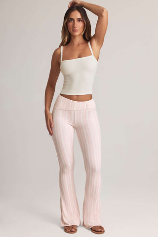 Flared Trousers with Foldover Waist