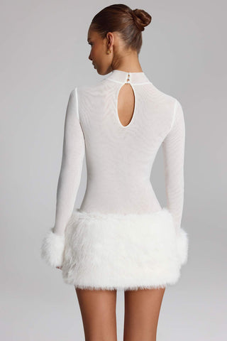 Faux Fur Trim Turtleneck Mini Dress