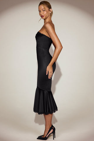 Lace Trim Bandeau Evening Dress