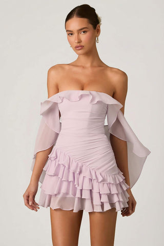 Off Shoulder Ruffled Mini Dress
