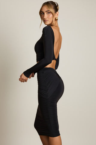 Cut Out Draped Midi Skirt