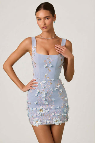 Embellished Floral Corset Mini Dress