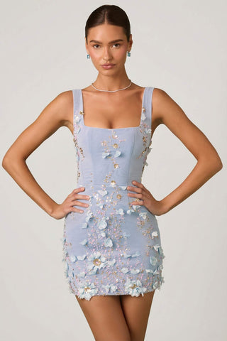 Embellished Floral Corset Mini Dress