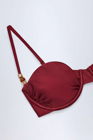 Bead Embellished Ruched Bikini Top