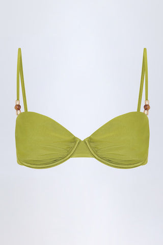 Bead Embellished Ruched Bikini Top