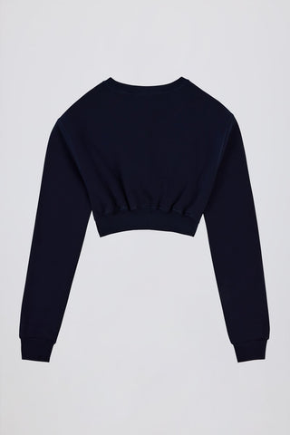 Cropped Navy Cardigan with Popper Details