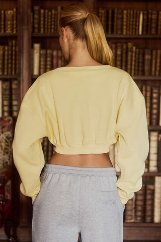 Soft Yellow Cropped Cardigan