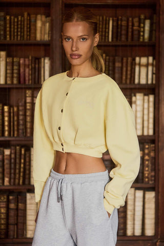 Soft Yellow Cropped Cardigan