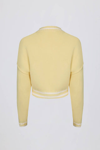 Soft Yellow Cropped Knit Cardigan