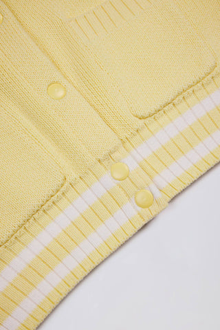 Soft Yellow Cropped Knit Cardigan