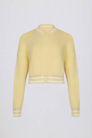 Soft Yellow Cropped Knit Cardigan