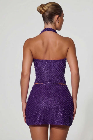 Embellished Halterneck Corset Top