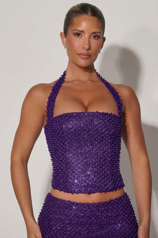 Embellished Halterneck Corset Top