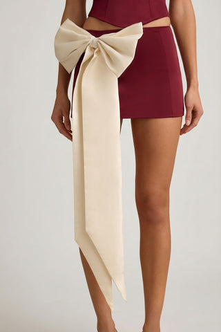Bow Detail Satin Mini Skirt