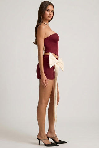 Bow Detail Satin Mini Skirt