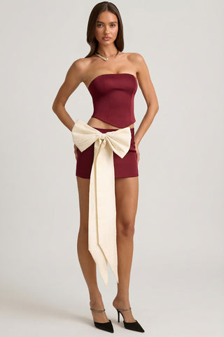 Bow Detail Satin Mini Skirt
