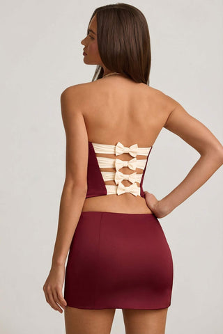 Bow Detail Satin Mini Skirt