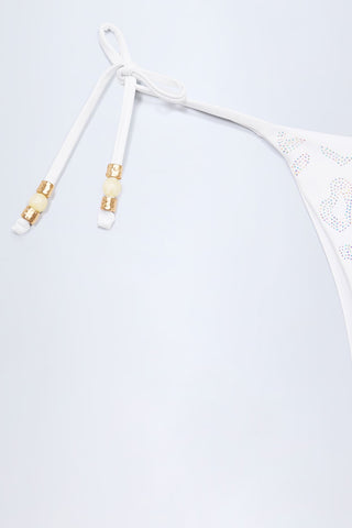 Side Tie Bead Thong Bikini Bottoms