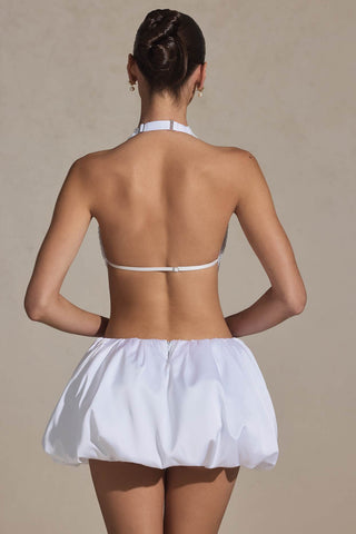 Pearl Embellished Bubble Hem Mini Dress