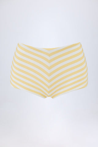 Striped High Waist Swim Shorts