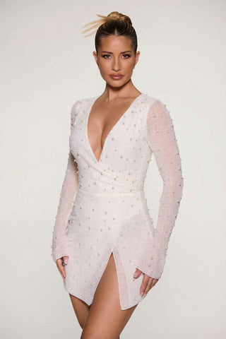 Embellished Wrap Mini Dress