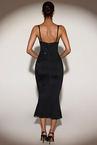 Embellished Mesh Peekaboo Fishtail Dress