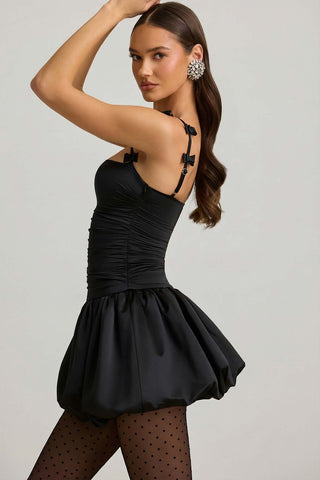Bubble Hem Mini Dress with Bow Detail