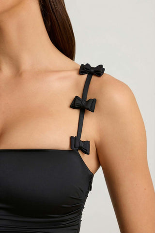 Bubble Hem Mini Dress with Bow Detail