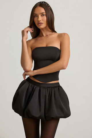 Satin Bubble Hem Mini Skirt