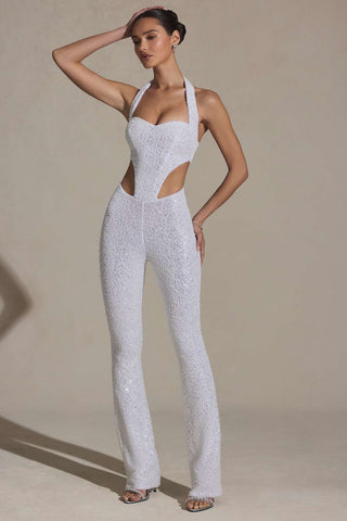 Pearl Embellished Cut Out Jumpsuit