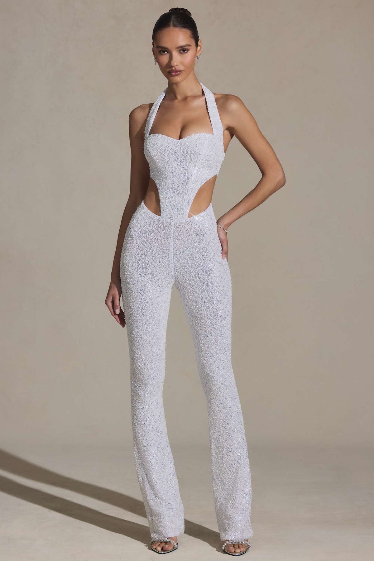 Pearl Embellished Cut Out Jumpsuit