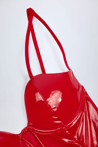 Shiny Vinyl Corset Mini Dress