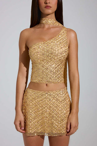 Embellished Scarf Detail Asymmetric Top