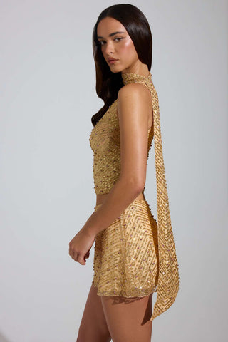 Embellished Scarf Detail Asymmetric Top