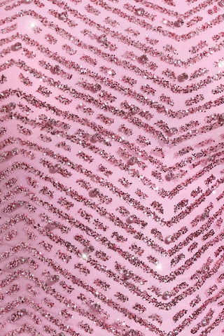 Glitter Mesh Asymmetric Top with Scarf Detail