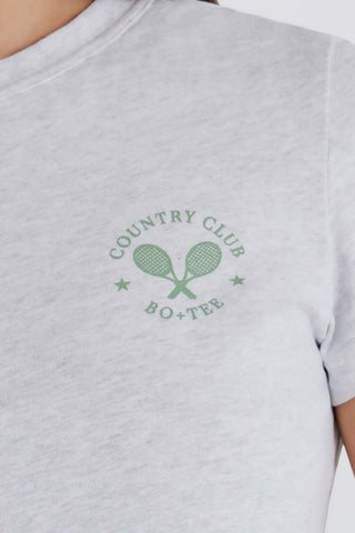 Cropped Graphic Tee Grey Marl