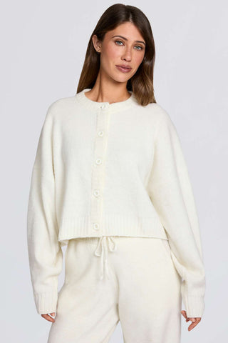 Ivory Cropped Knit Cardigan