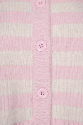 Pink Striped Cropped Knit Cardigan