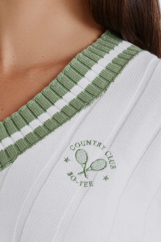 Cropped Knit V Neck Jumper