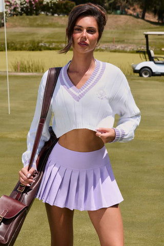 Cropped Knit V Neck Jumper