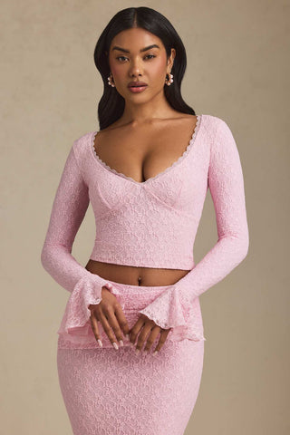 Ruffle Lace Long Sleeve Top