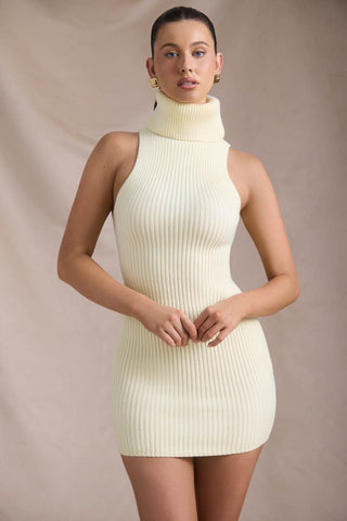 Ribbed Knit Turtleneck Bodycon Dress