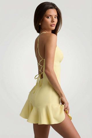 Lace Up Back Drop Waist Mini Dress